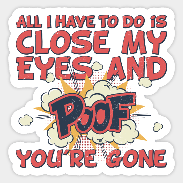 I just close my eyes, funny comic style aphantasia pun Sticker by emmjott